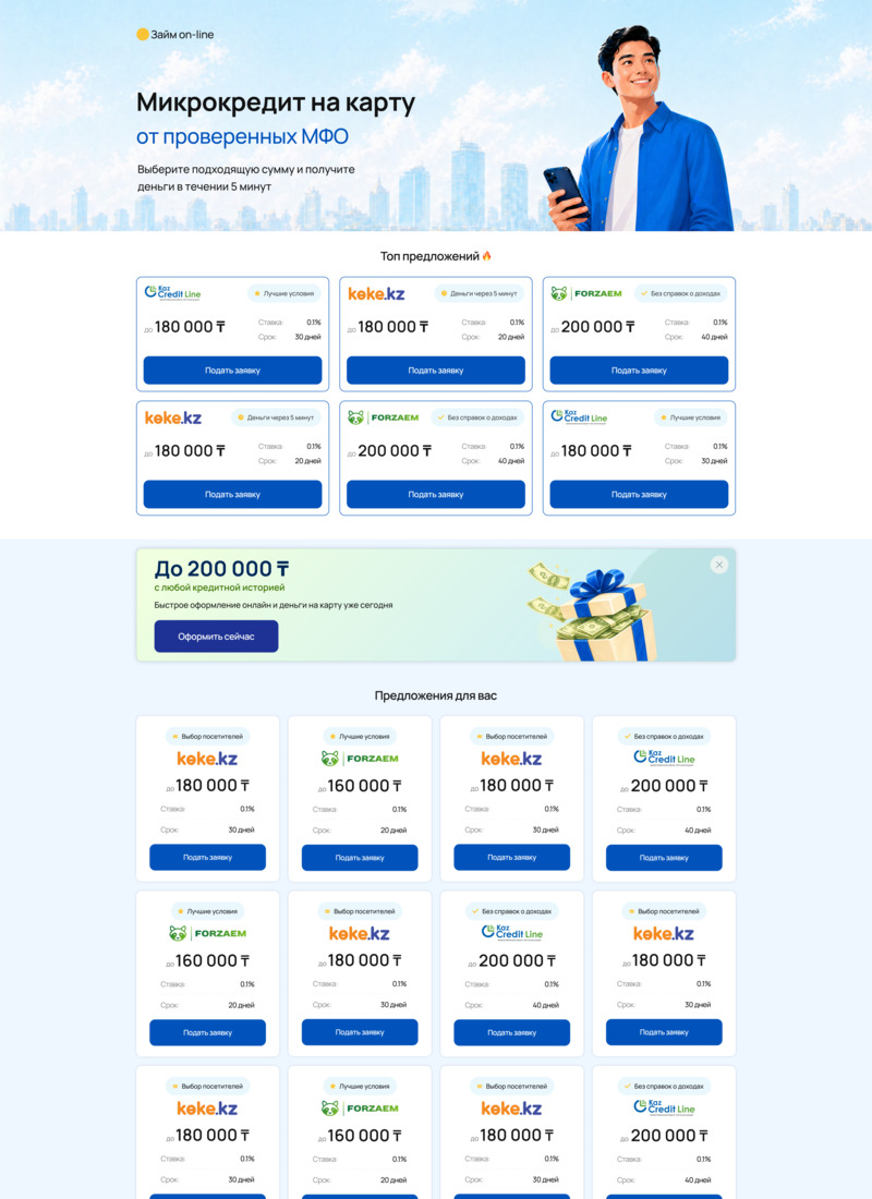 Витрины офферов для Finlead.Team